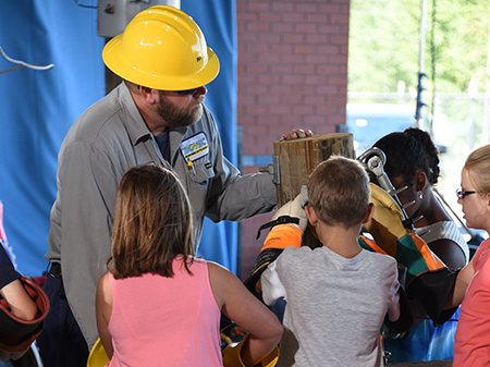 Lineman and kids